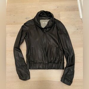 Mike & Chris Black Leather Jacket Size Medium. Designer Coat